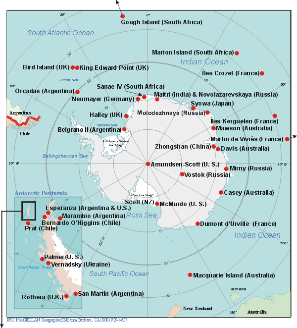 map of Antarctic stations